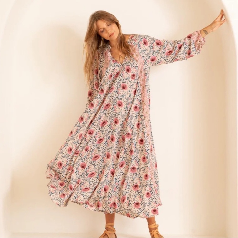NATALIE MARTIN FIORE MAXI DRESS - VINTAGE FLOWERS IN CREAM/PINK